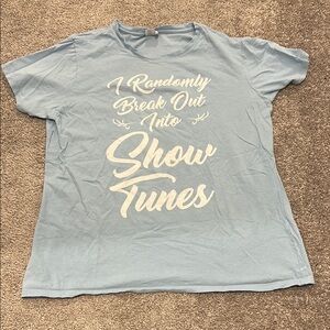 Blue Graphic T-Shirt with Show Tunes Print